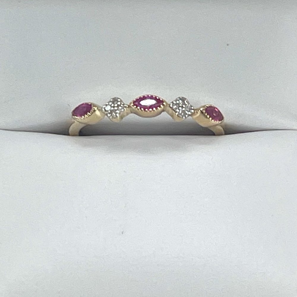 Burmese Ruby & Diamond 14k Rose Gold Band
